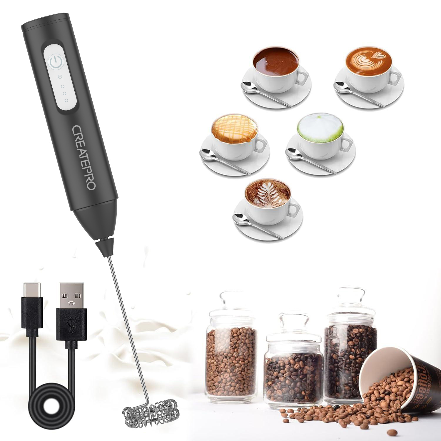 Rechargeable Milk Frother Auto - đánh giá và giá Electric Milk Frother Handheld