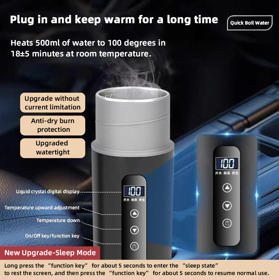 12V 24V Car Heating Cup 500ml  - đánh giá và giá Electric Kettle Temperature Control
