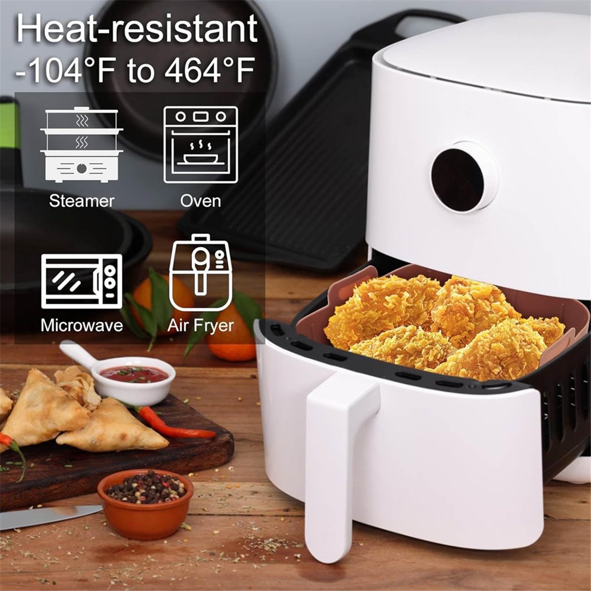 M10K 3Pcs Air Fryer Silicone L - đánh giá và giá Air Fryer Silicone Pot Liner