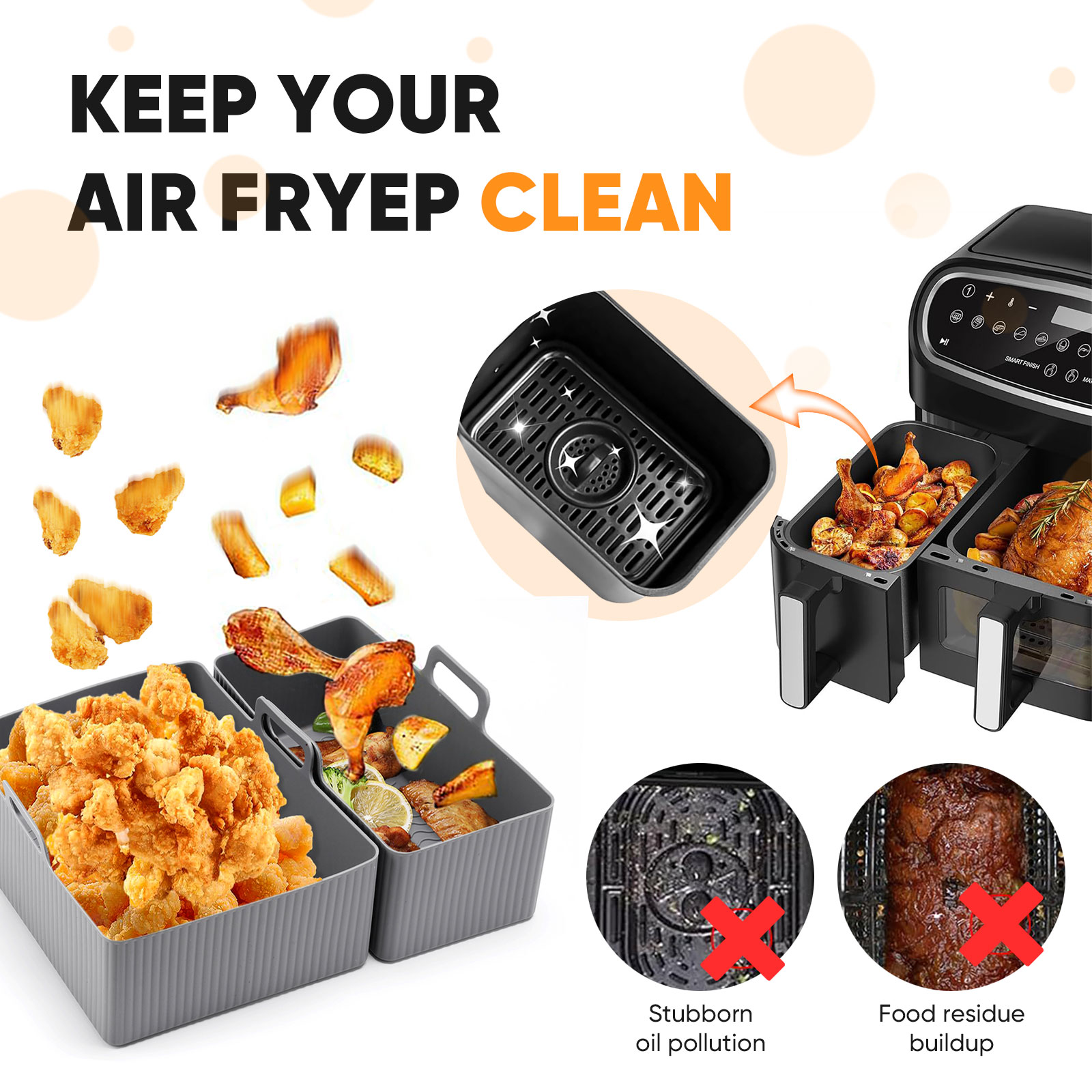 2pcs Set Silicone Air Fryer Ma - đánh giá và giá Air Fryer Silicone Pot Liner